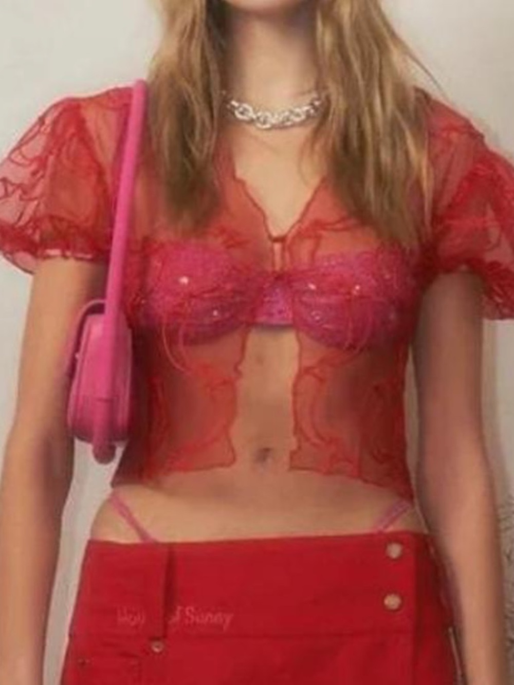 House of Sunny Casa Chilli sheer blouse